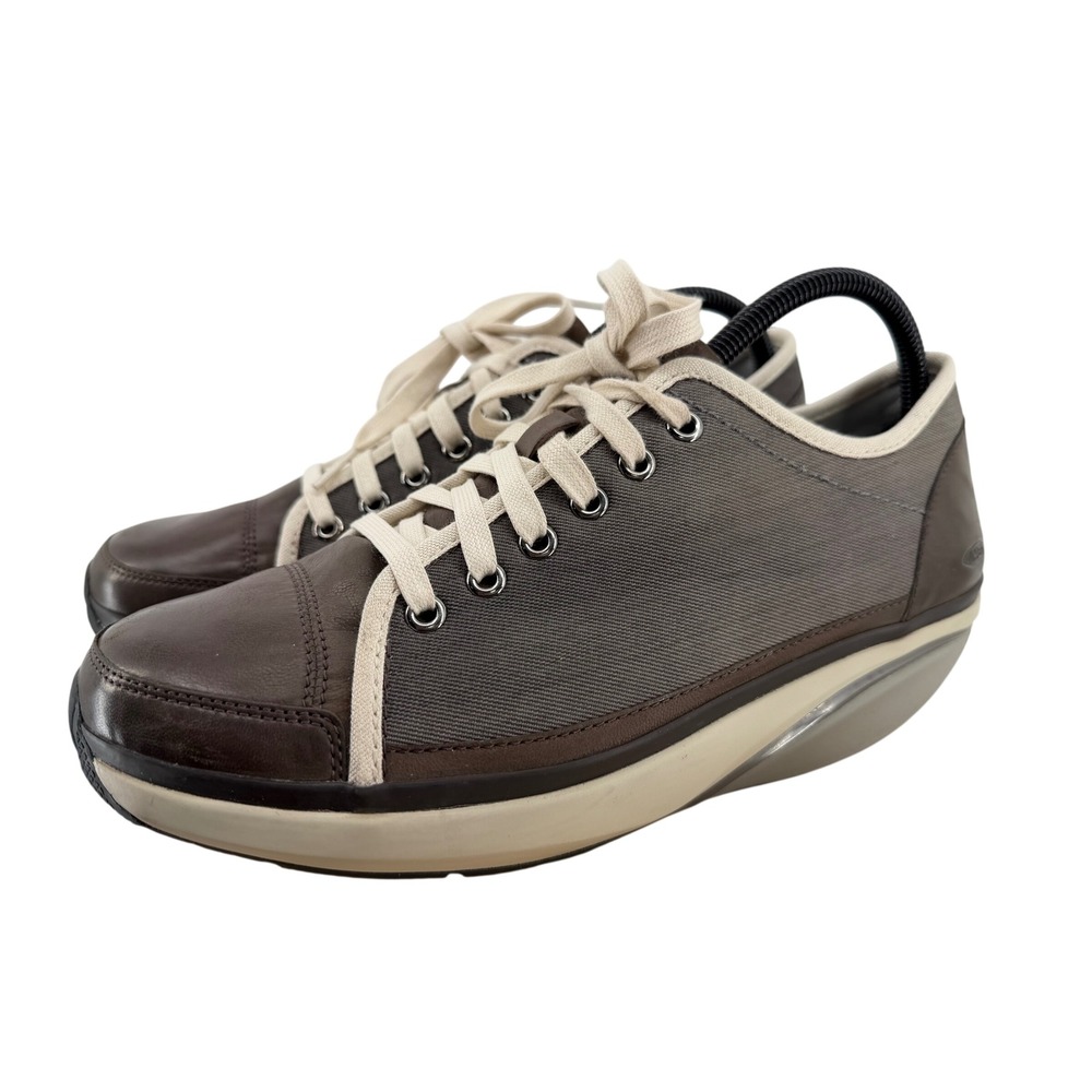 MBT‎ Women Brown Leather Canvas Rocker Bottom Walking Shoes Size 40 9-9.5